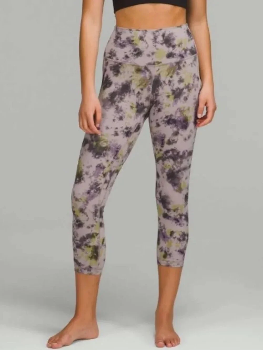 Lululemon Align High-Rise Radial Tie Dye Mauve Grey Multi Crop Leggings Size: 2